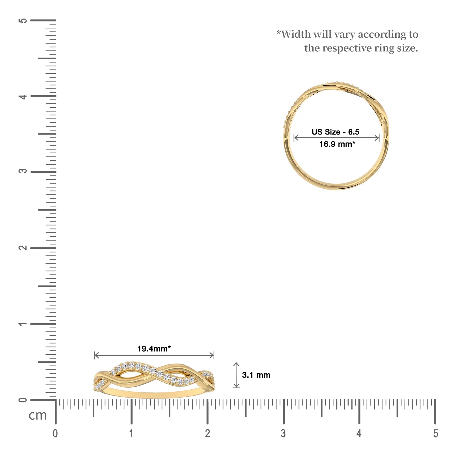 Scale image of Lian 连 Twisted Infinity Diamond Ring