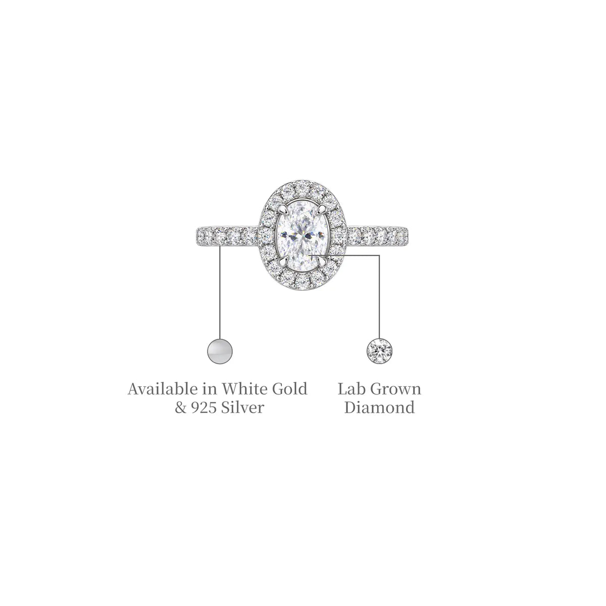 1 Ct Oval Cut Diamond Halo Pave Ring for women