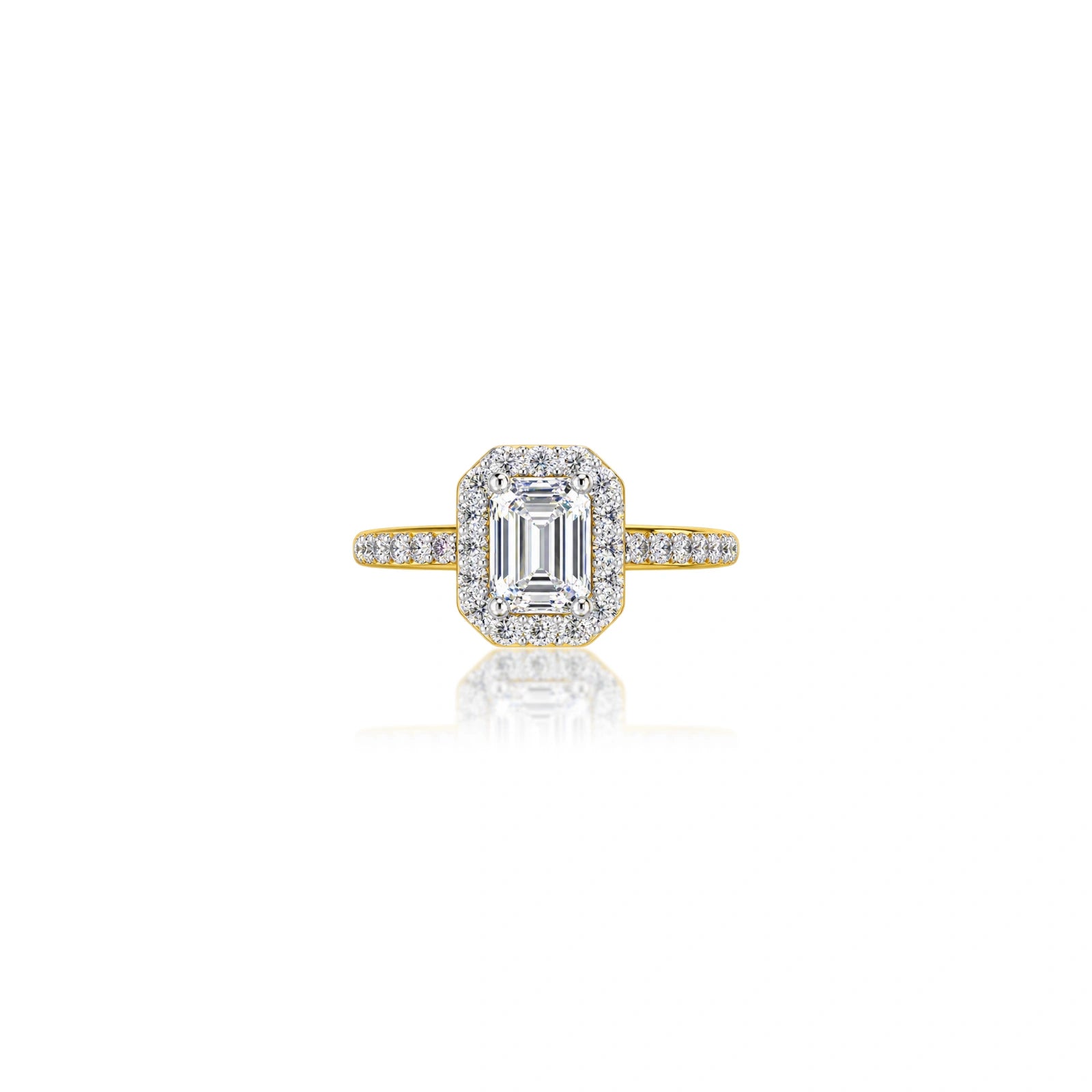 0.5 Ct Emerald Cut Diamond Halo Engagement Ring