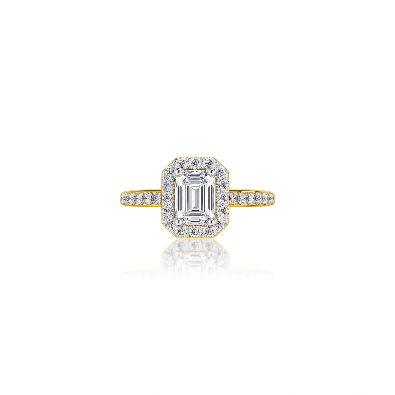 0.75 Ct Emerald Cut Diamond Halo Engagement Ring