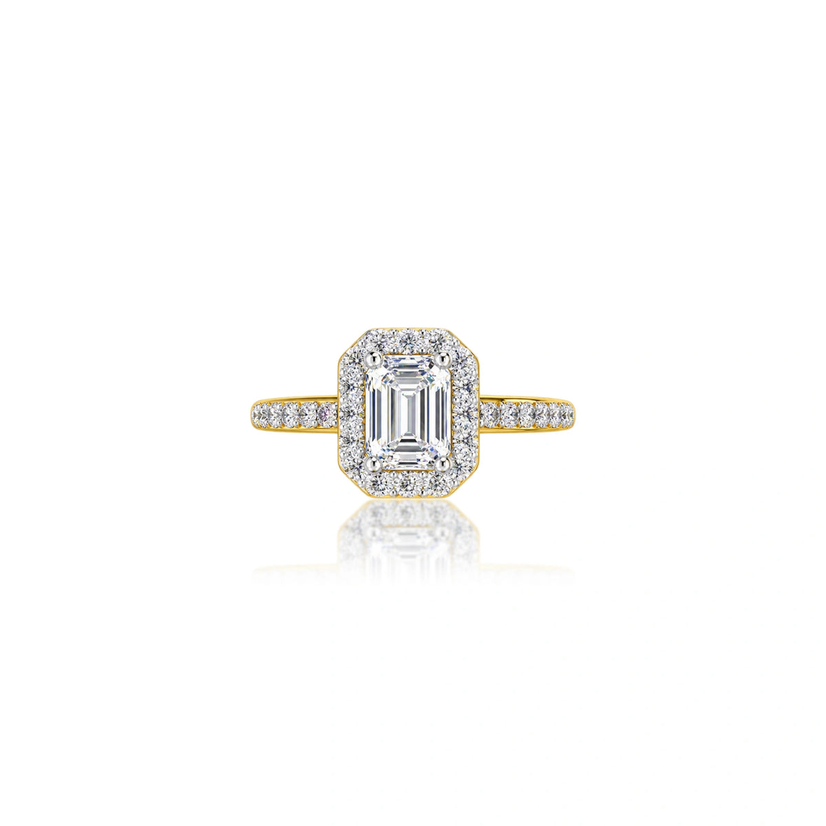 0.75 Ct Emerald Cut Diamond Halo Engagement Ring