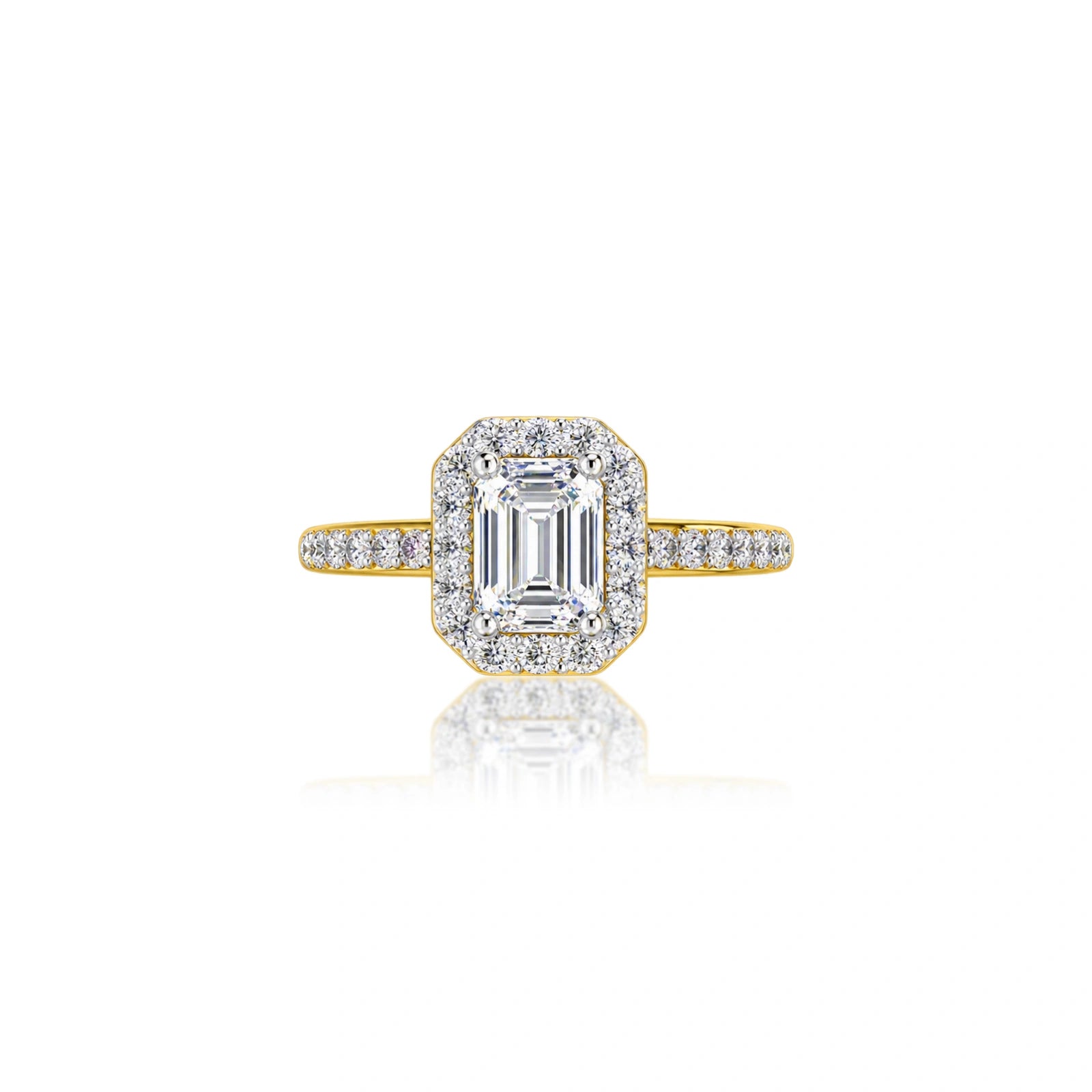 1 Ct Emerald Cut Diamond Halo Engagement Ring