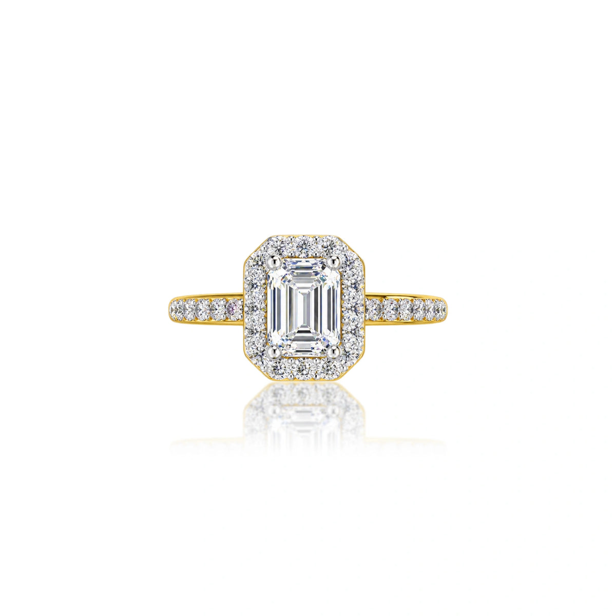 1 Ct Emerald Cut Diamond Halo Engagement Ring