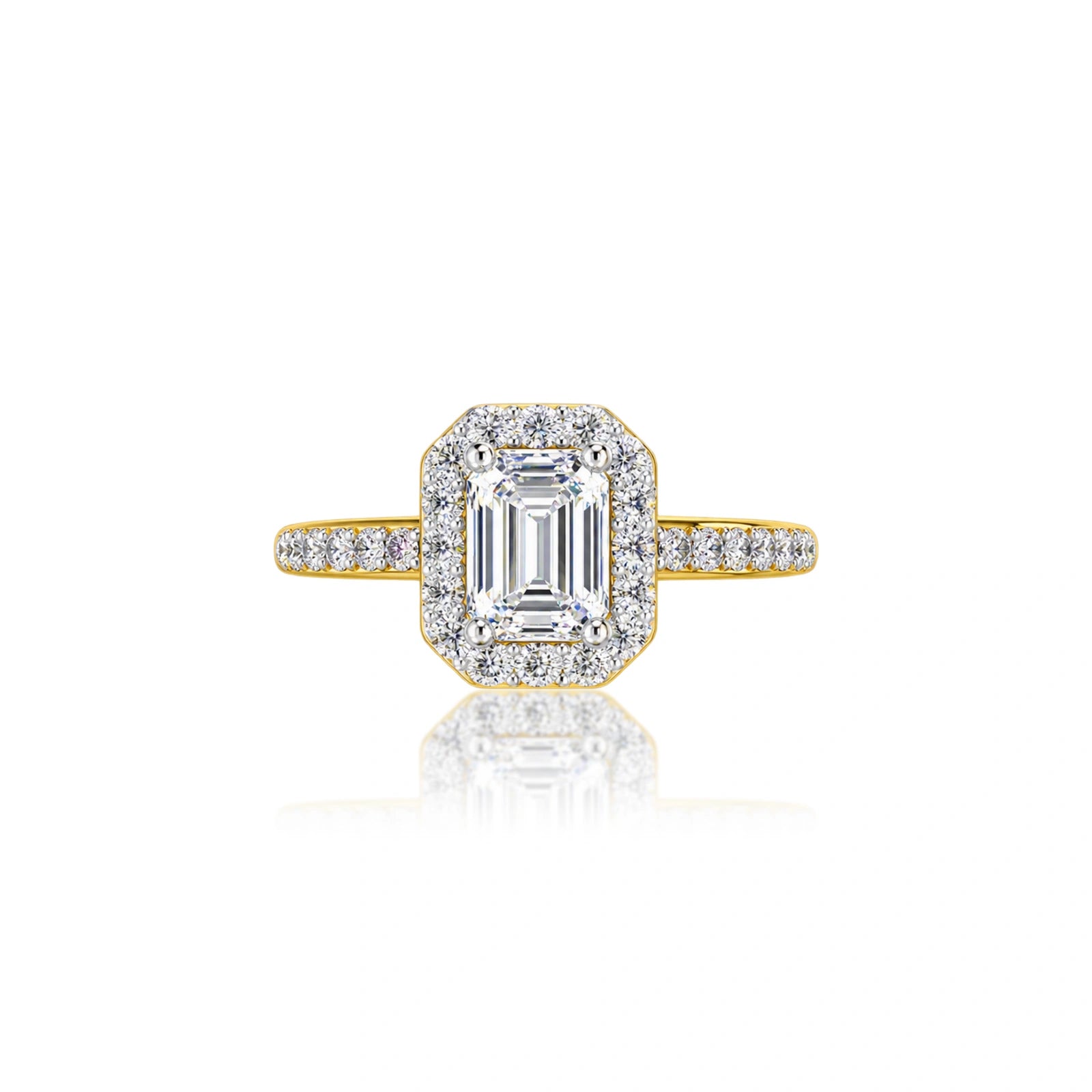 2 Ct Emerald Cut Diamond Halo Engagement Ring