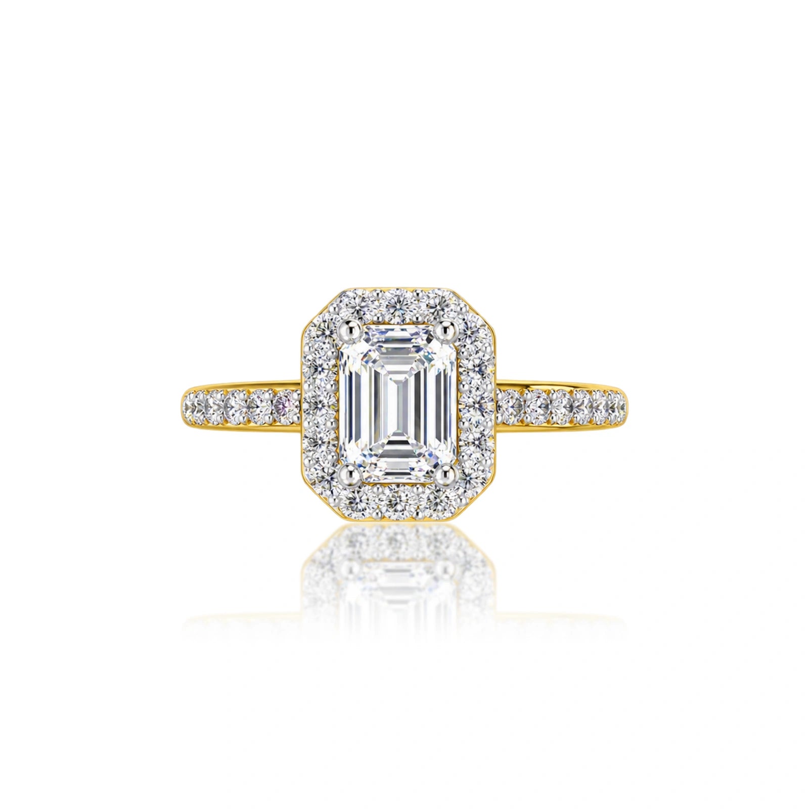 3 Ct Emerald Cut Diamond Halo Engagement Ring