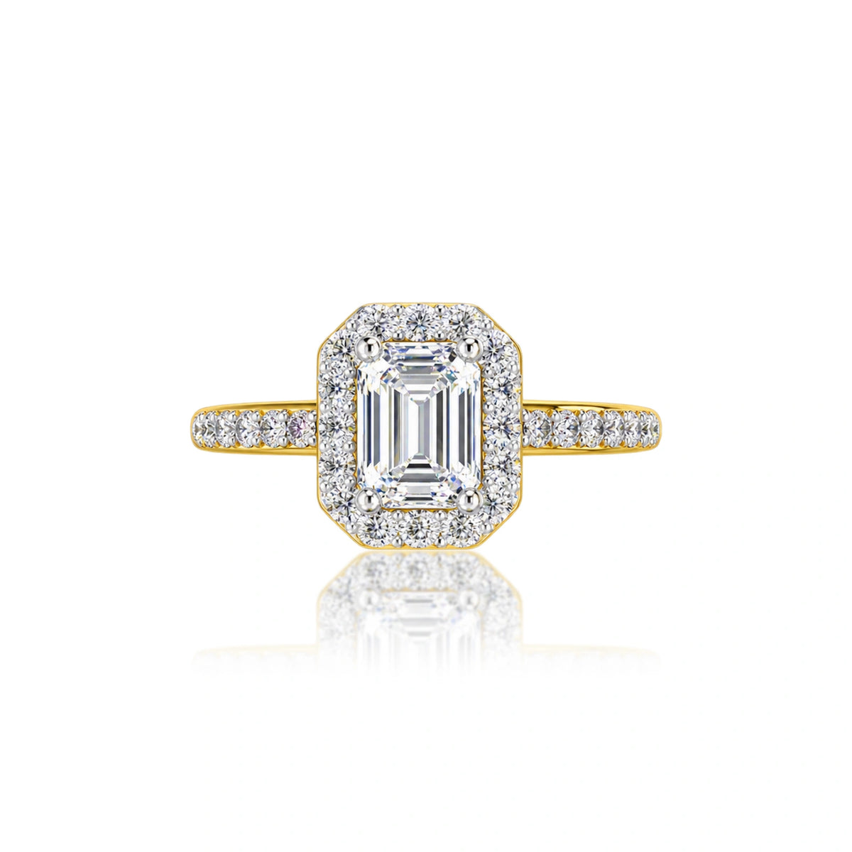 3 Ct Emerald Cut Diamond Halo Engagement Ring