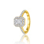 Side profile of 3 Ct Emerald Cut Diamond Halo Engagement Ring by Fortune Jewellery