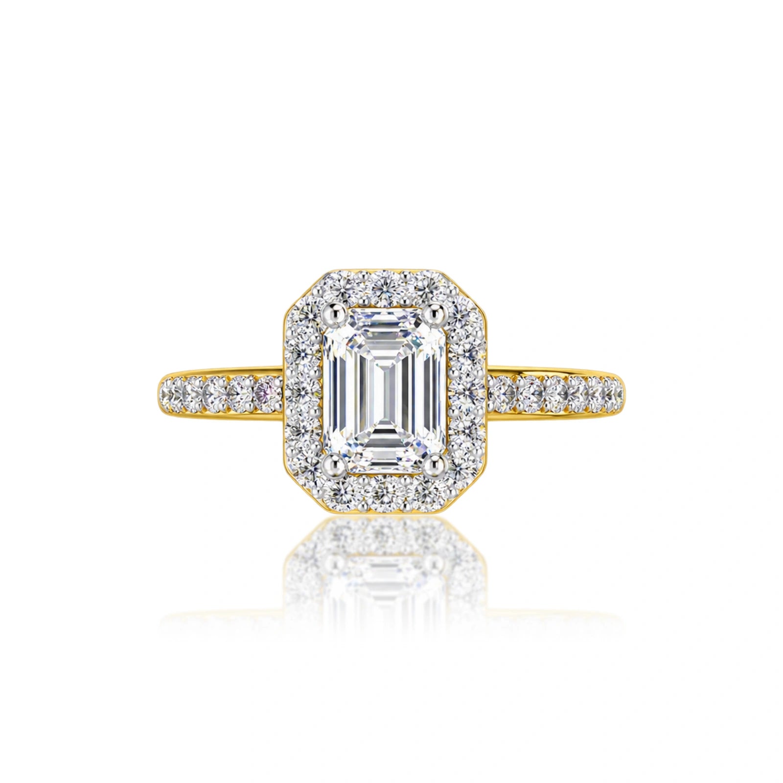 4 Ct Emerald Cut Diamond Halo Engagement Ring