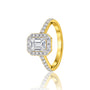 Luxurious side view of 4 Ct Emerald Cut Diamond Halo Engagement Ring by Fortune Jewellery