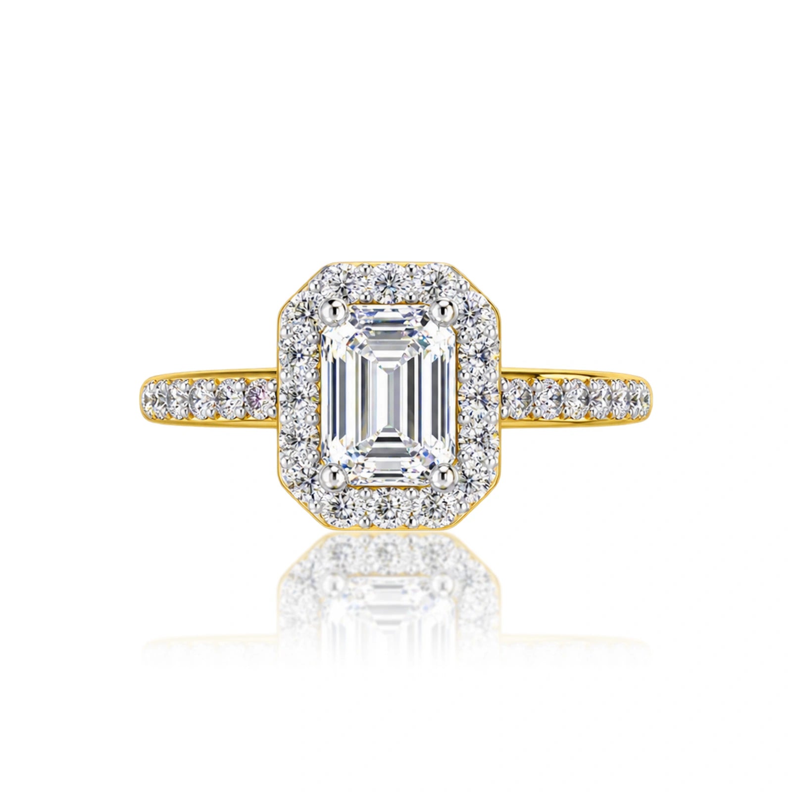 5 Ct Emerald Cut Diamond Halo Engagement Ring