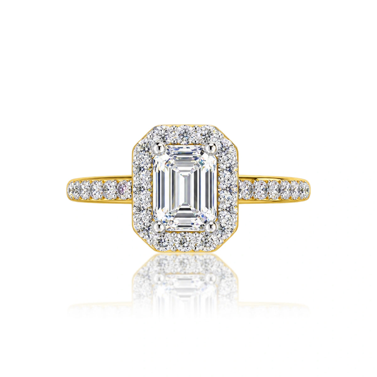 5 Ct Emerald Cut Diamond Halo Engagement Ring