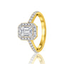 Stunning side view of 5 Ct Emerald Cut Diamond Halo Engagement Ring by Fortune Jewellery