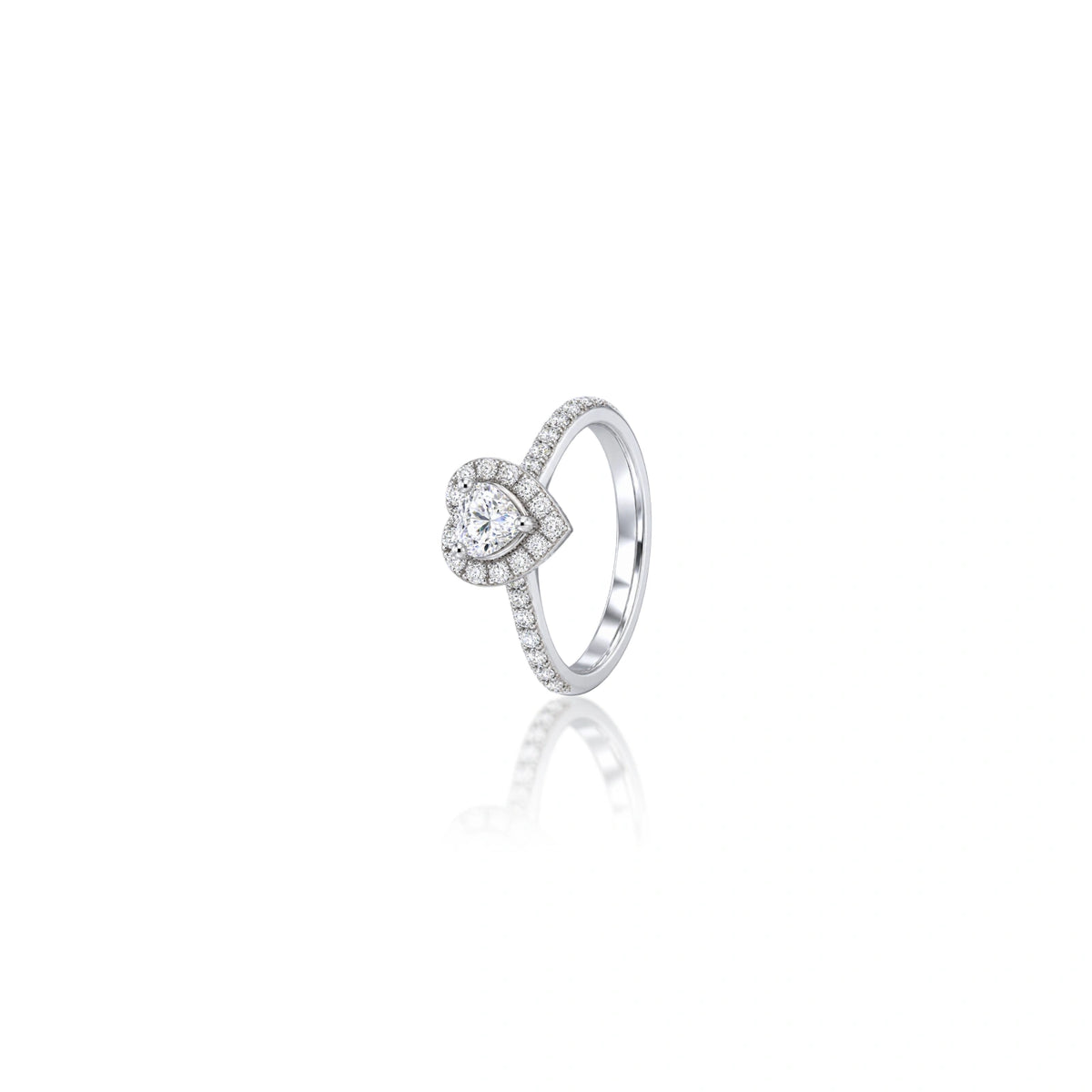 Lab grown 0.5 Ct Heart Cut Diamond Halo Pave Ring by Fortune Jewellery