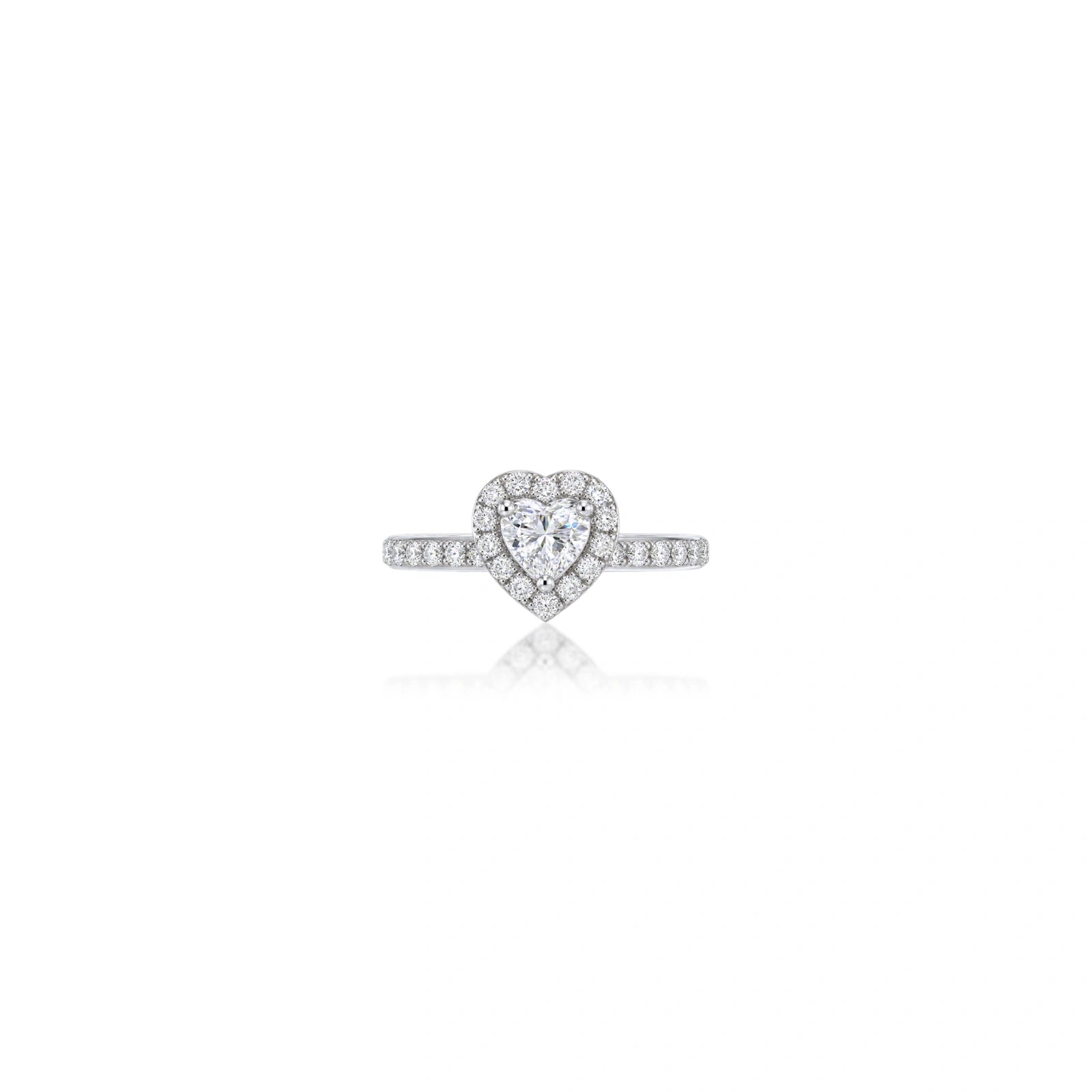 0.75 Ct Heart Cut Diamond Halo Pave Ring by Fortune Jewellery
