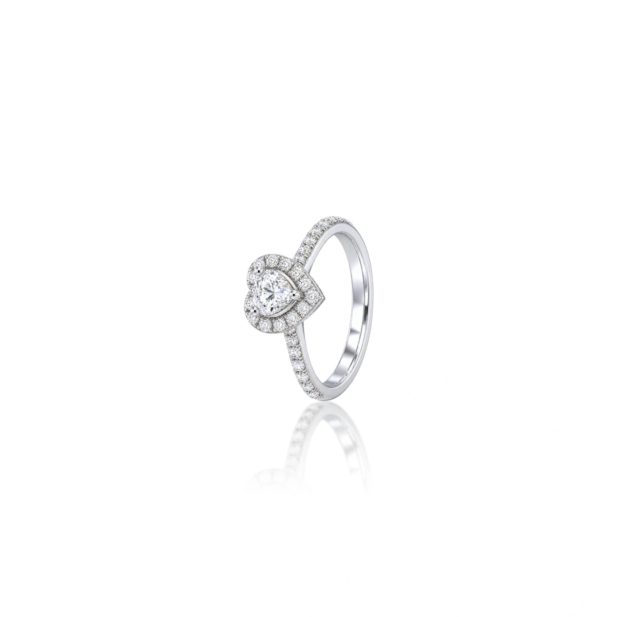 Lab grown 0.75 Ct Heart Cut Diamond Halo Pave Ring by Fortune Jewellery