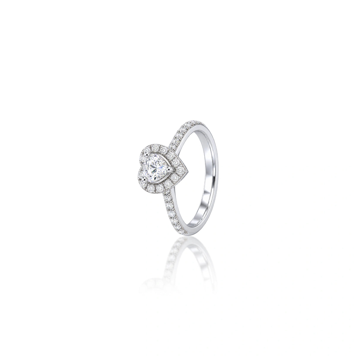 Lab grown 1 Ct Heart Cut Diamond Halo Pave Wedding Ring by Fortune