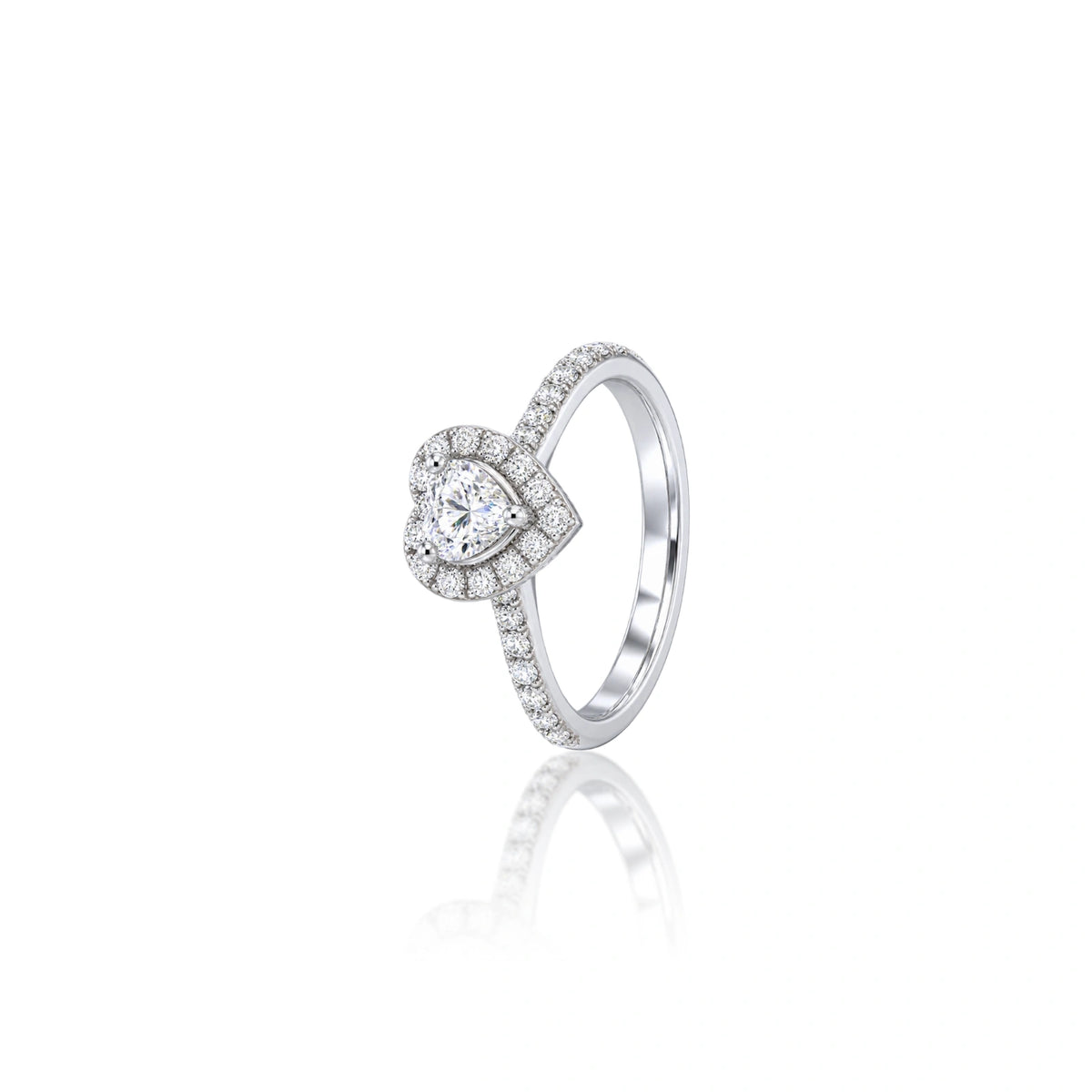 Lab grown 2 Ct Heart Cut Diamond Halo Pave Ring by Fortune Jewellery