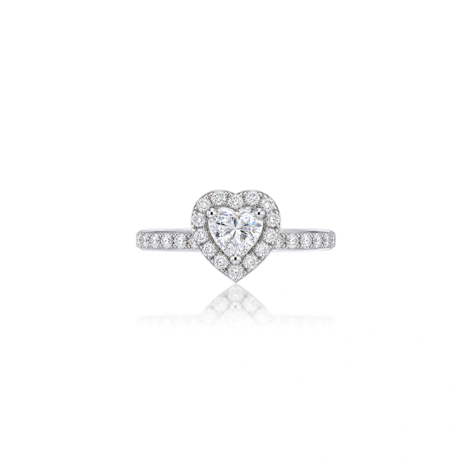 3 Ct Heart Shape Lab Diamond Halo Pave Ring by Fortune Jewellery