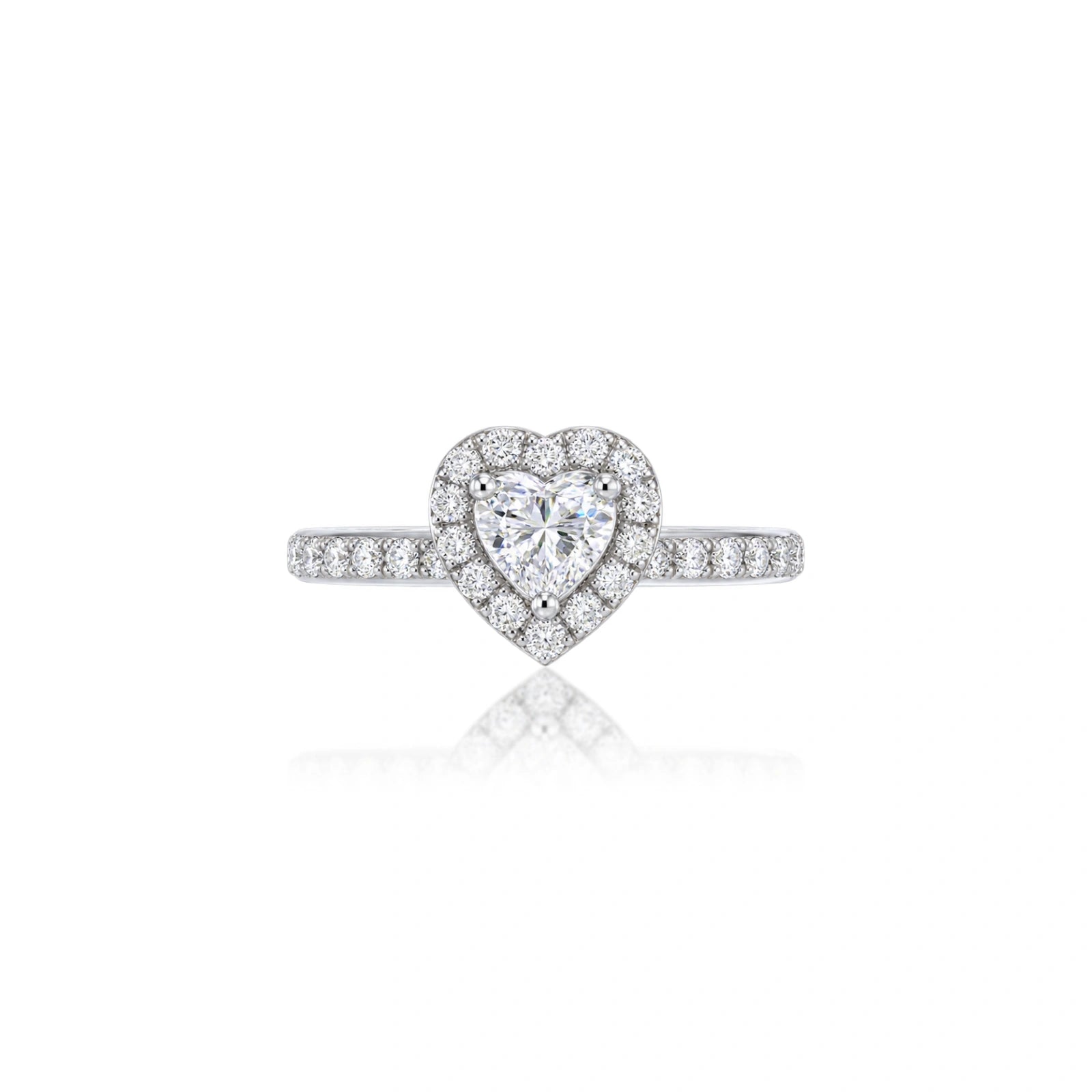 4 Ct Heart Shape Lab Grown Diamond Halo Pave Engagement Ring by Fortune Jewellery