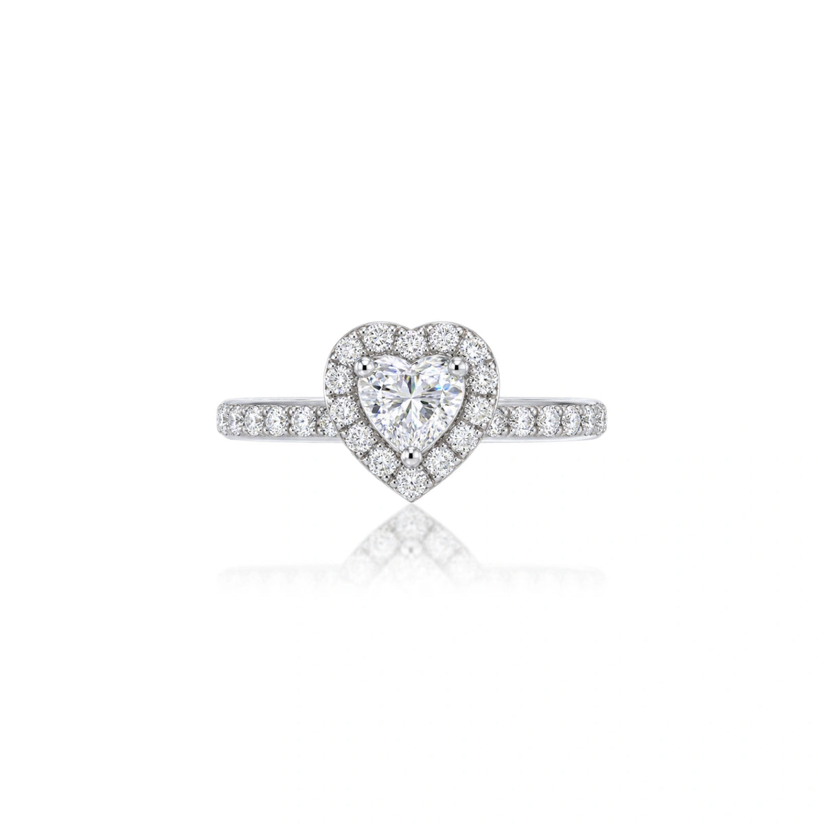 4 Ct Heart Shape Lab Grown Diamond Halo Pave Engagement Ring by Fortune Jewellery
