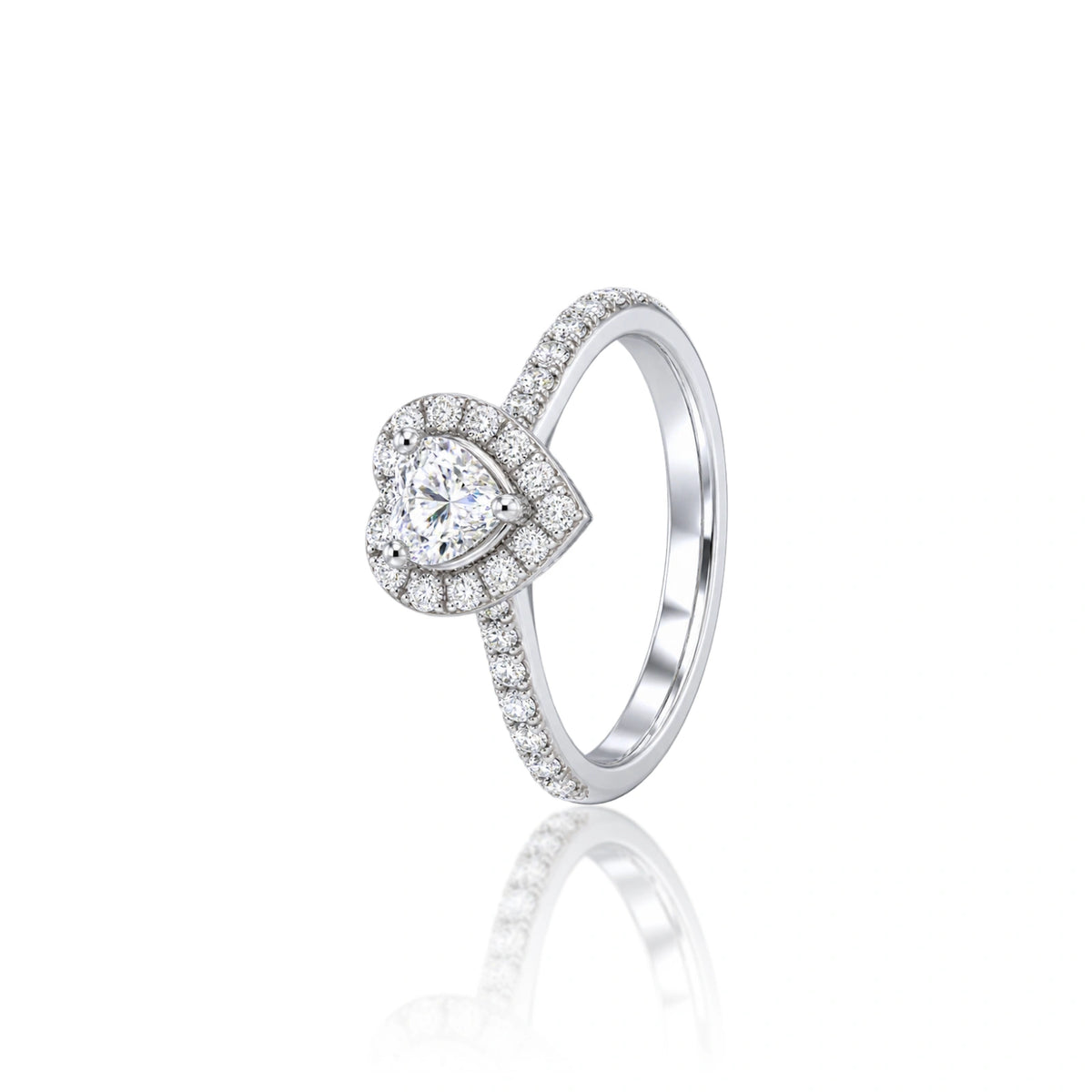 Lab grown 4 Ct Heart Cut Diamond Halo Pave Engagement Ring by Fortune Jewellery