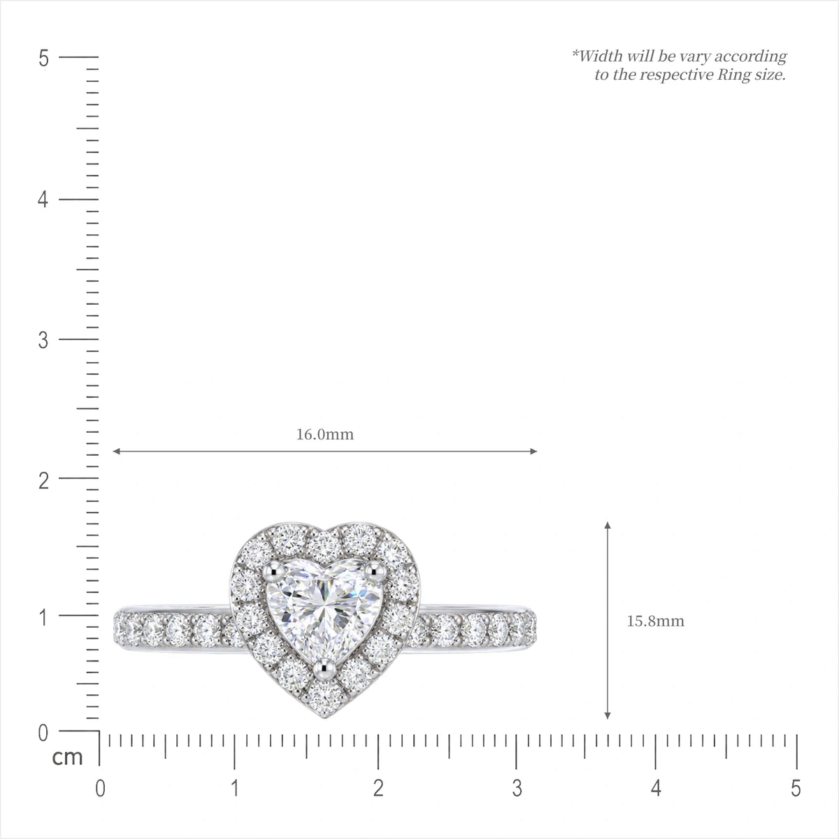 5ct Heart Cut Lab Grown Diamond Halo Pave Wedding Ring by Fortune