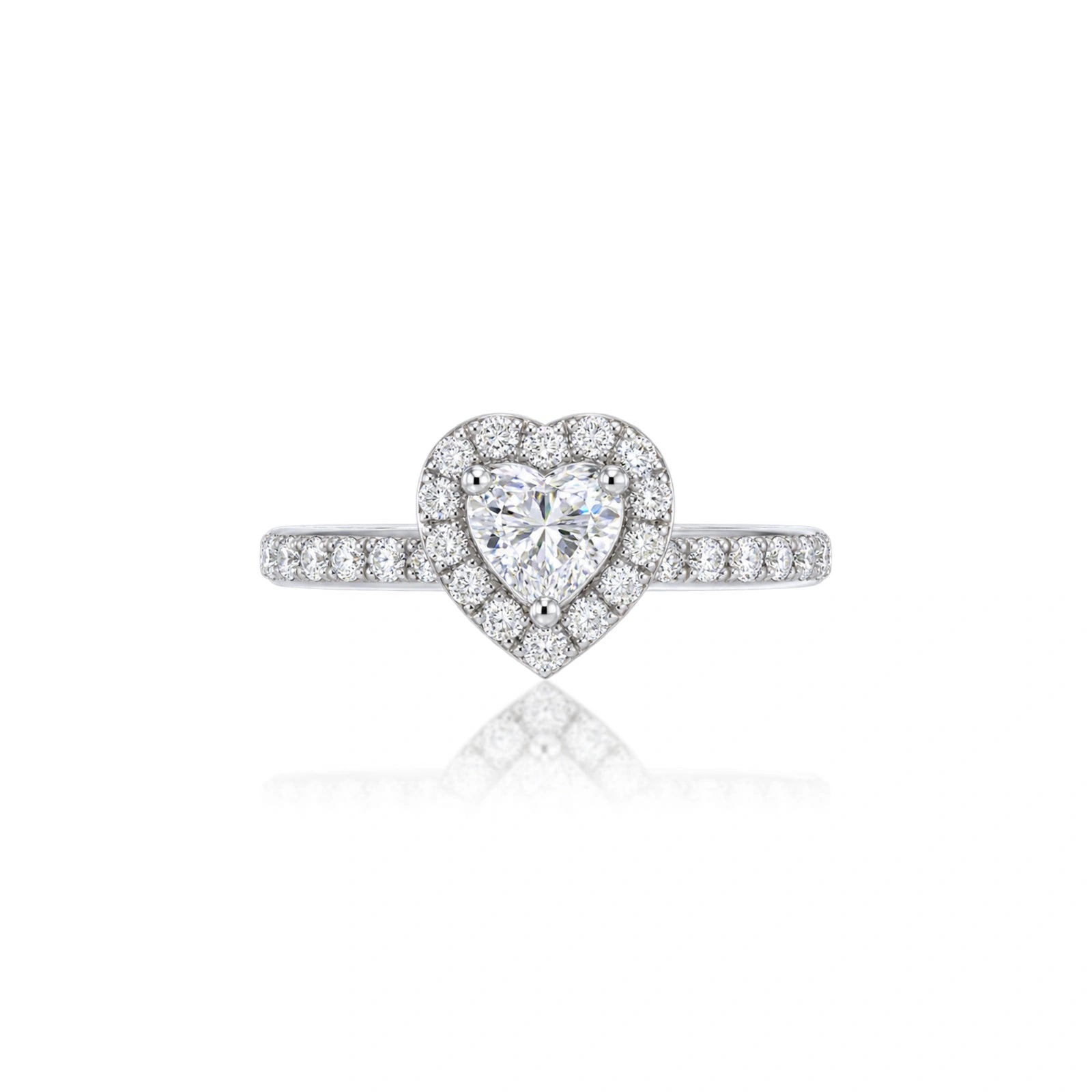 5 Ct Heart Shape Lab Grown Diamond Halo Pave Engagement Ring by Fortune Jewellery