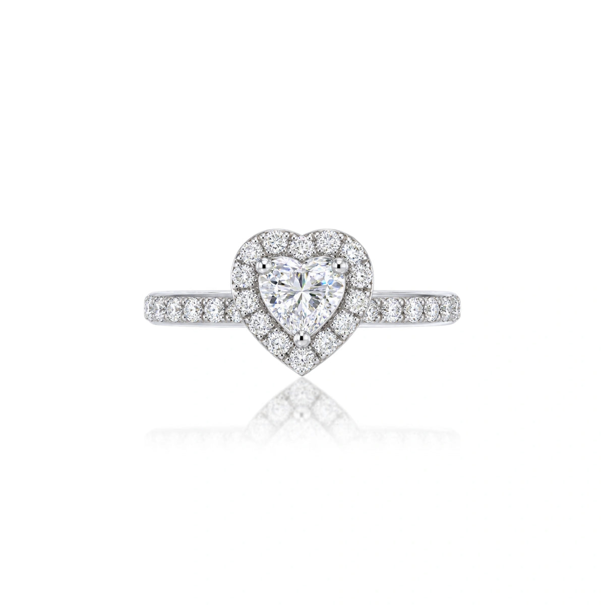 5 Ct Heart Shape Lab Grown Diamond Halo Pave Engagement Ring by Fortune Jewellery