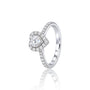 Lab grown 5ct Heart Cut Diamond Halo Pave Engagement Ring by Fortune Jewellery