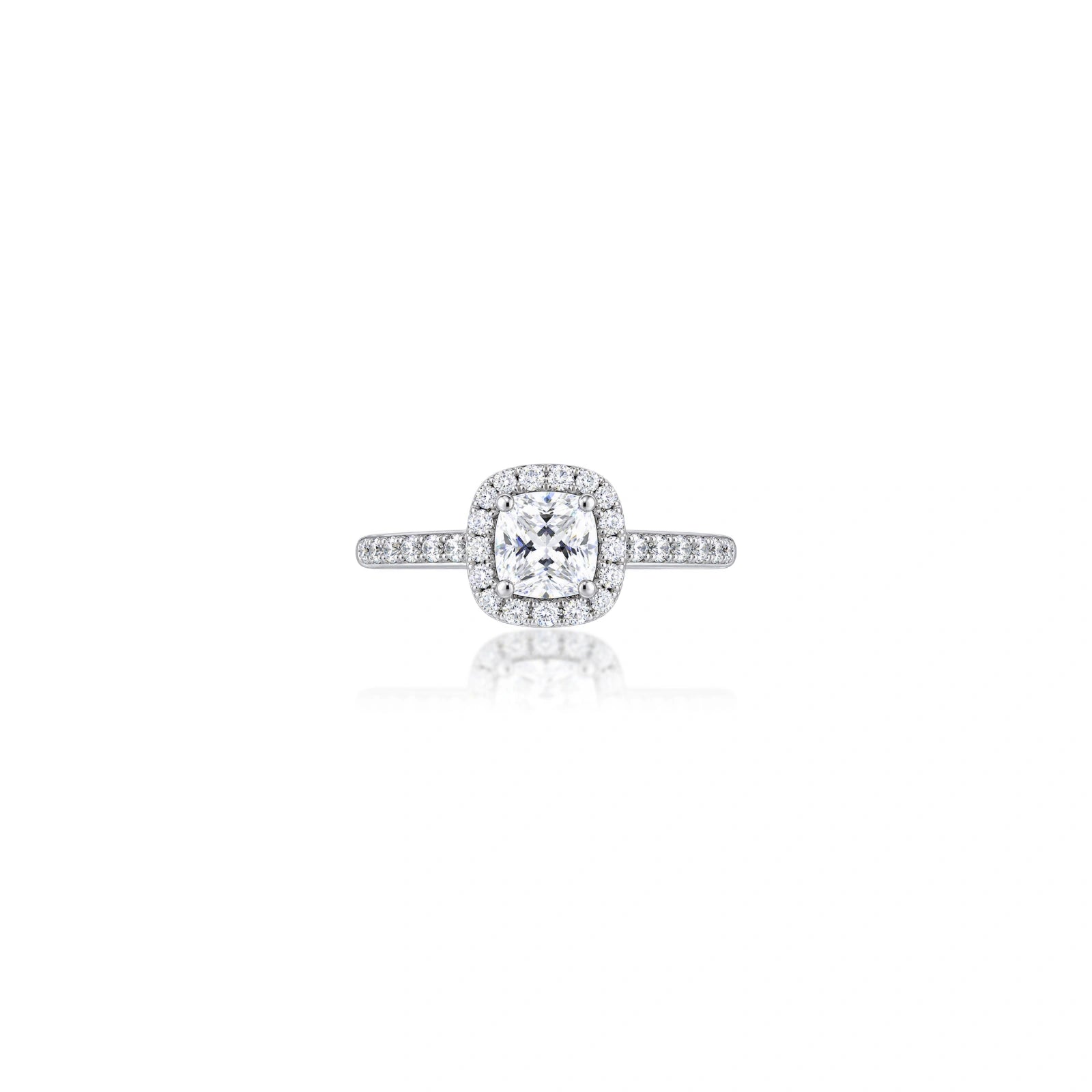 0.5 Ct Cushion Cut Lab Grown Diamond Halo Pave Ring by Fortune Jewellery