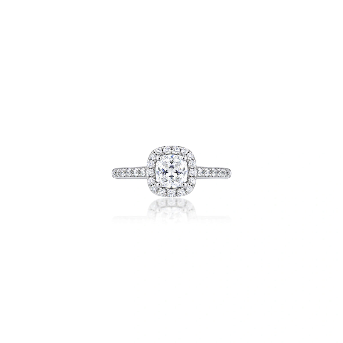 0.5 Ct Cushion Cut Lab Grown Diamond Halo Pave Ring by Fortune Jewellery