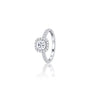 Side view of 0.75 Ct Cushion Cut Lab Grown Diamond Halo Pave Ring by Fortune Jewellery