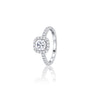 Side view of 1 Ct Cushion Cut Lab Grown Diamond Halo Pave Ring by Fortune Jewellery