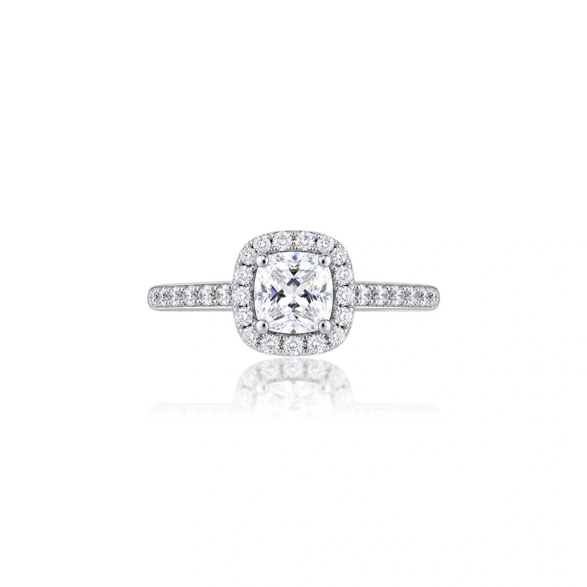 2 Ct Cushion Cut Lab Grown Diamond Halo Pave Ring by Fortune Jewellery