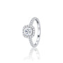 Side profile of 2 Ct Cushion Cut Lab Grown Diamond Halo Pave Ring by Fortune Jewellery