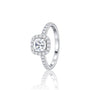 Side view of the 3 Ct Cushion Cut Lab Grown Diamond Halo Pave Ring by Fortune Jewellery