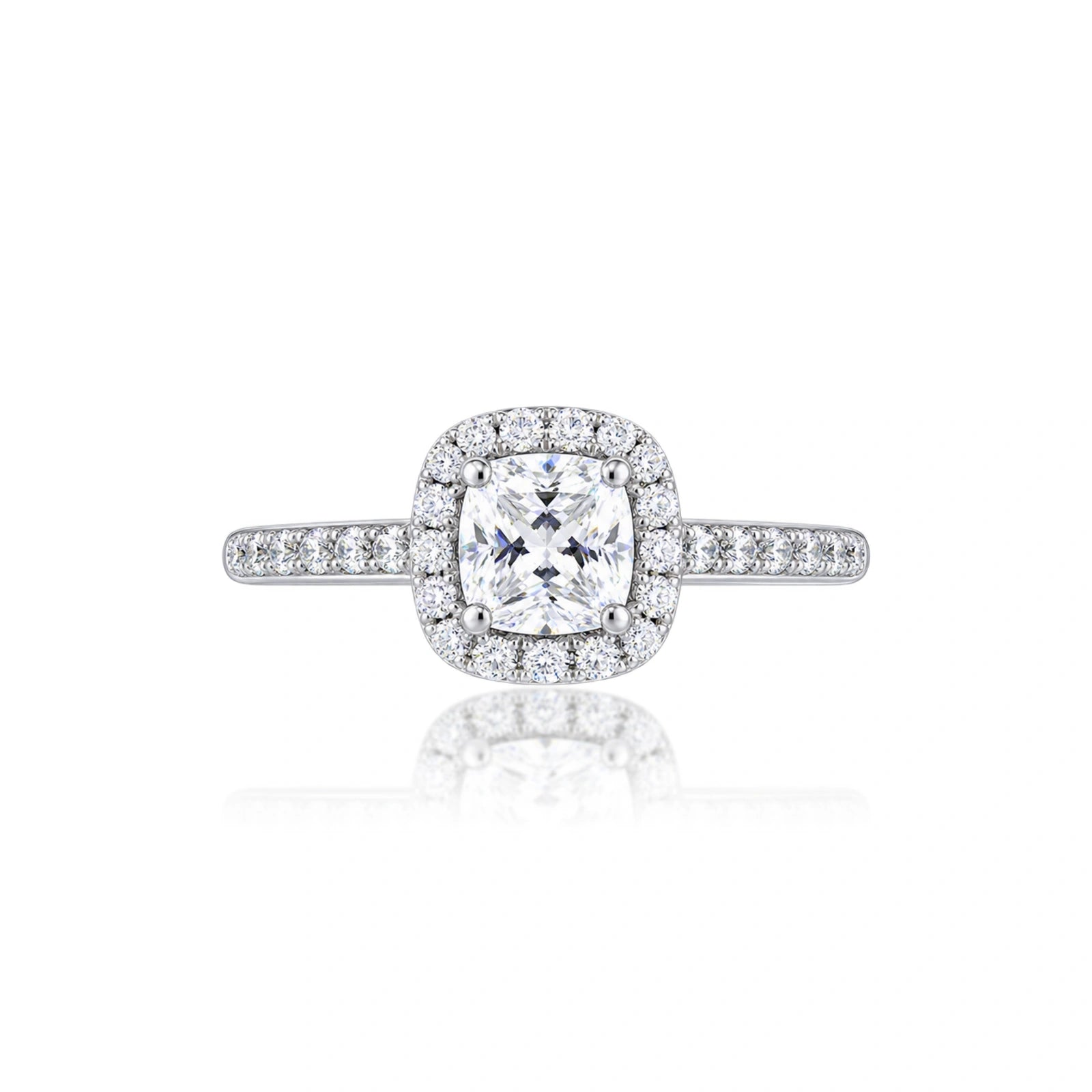 4 Ct Cushion Cut Lab Grown Diamond Halo Pave Ring by Fortune Jewellery