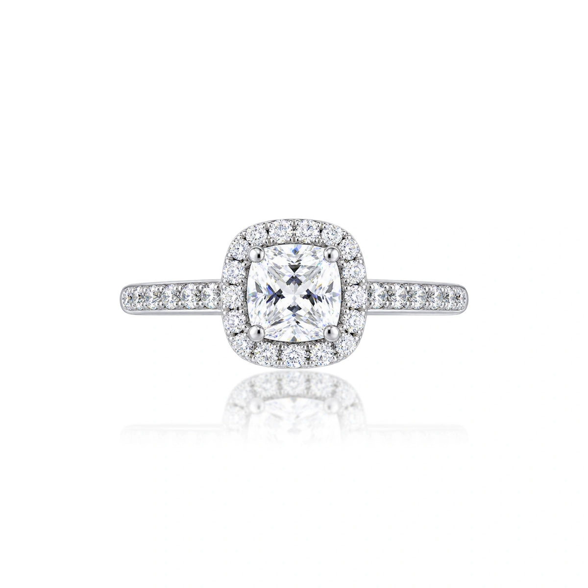 4 Ct Cushion Cut Lab Grown Diamond Halo Pave Ring by Fortune Jewellery