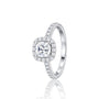 Side profile of 4 Ct Cushion Cut Lab Grown Diamond Halo Pave Ring by Fortune Jewellery