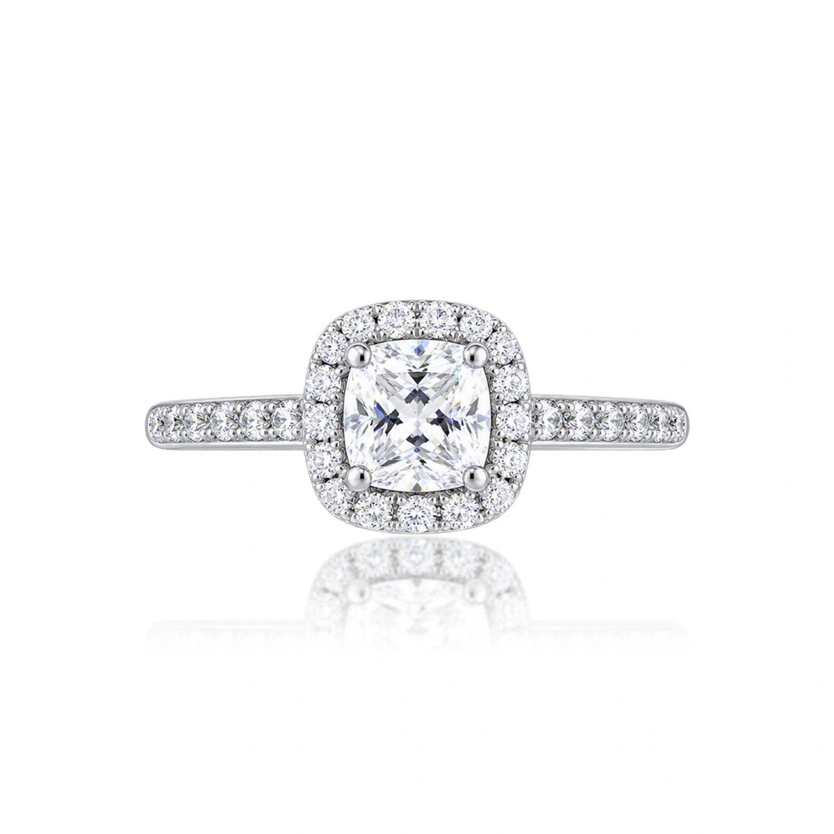 5 Ct Cushion Cut Lab Grown Diamond Halo Pave Ring by Fortune Jewellery