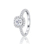 Side view of 5 Ct Cushion Cut Lab Grown Diamond Halo Pave Ring by Fortune Jewellery
