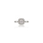 Bridal 0.5 Ct cushion cut lab grown diamond halo ring front view, ideal proposal ring by Fortune Jewellery