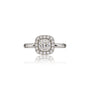 Stunning 3 Ct cushion cut lab grown diamond halo ring, front view, wedding ring by Fortune Jewellery