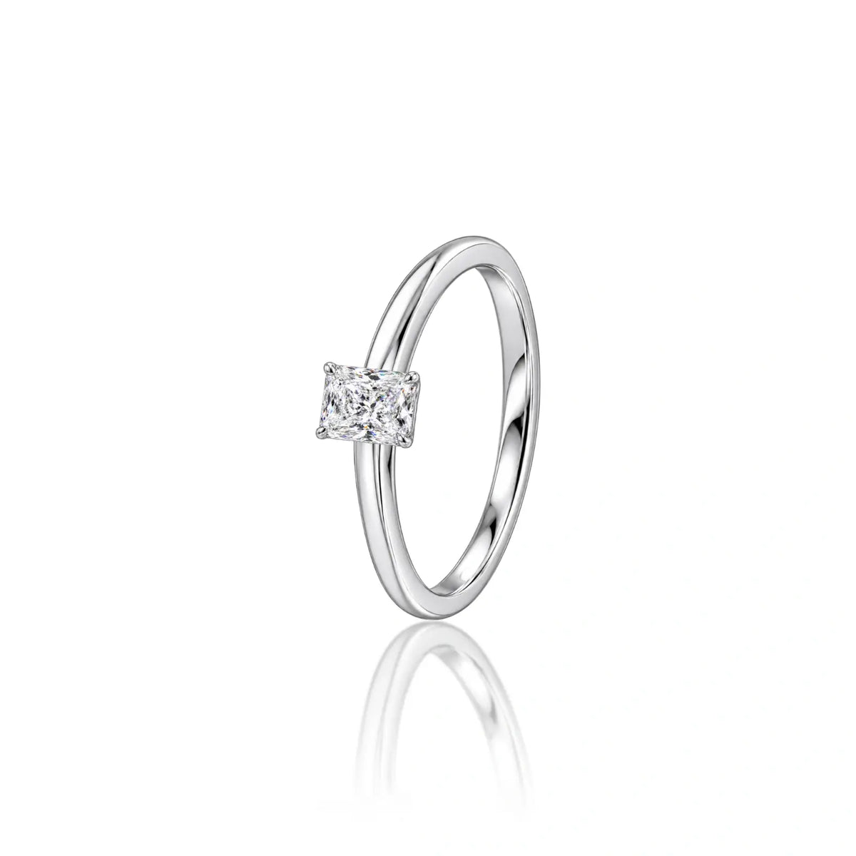 Side view of 0.5 Ct Emerald Cut Solitaire Diamond Ring