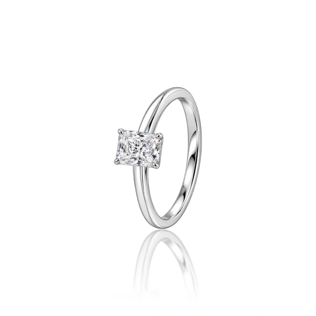 Side view of 1 Ct Emerald Cut Solitaire Diamond Ring