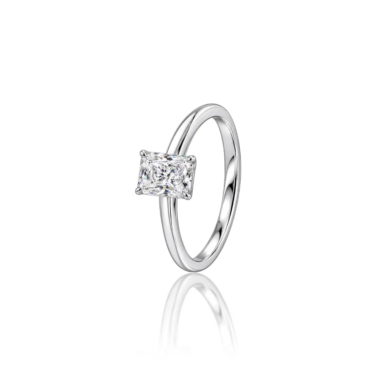 Side profile of 2 Ct Emerald Cut Solitaire Diamond Ring
