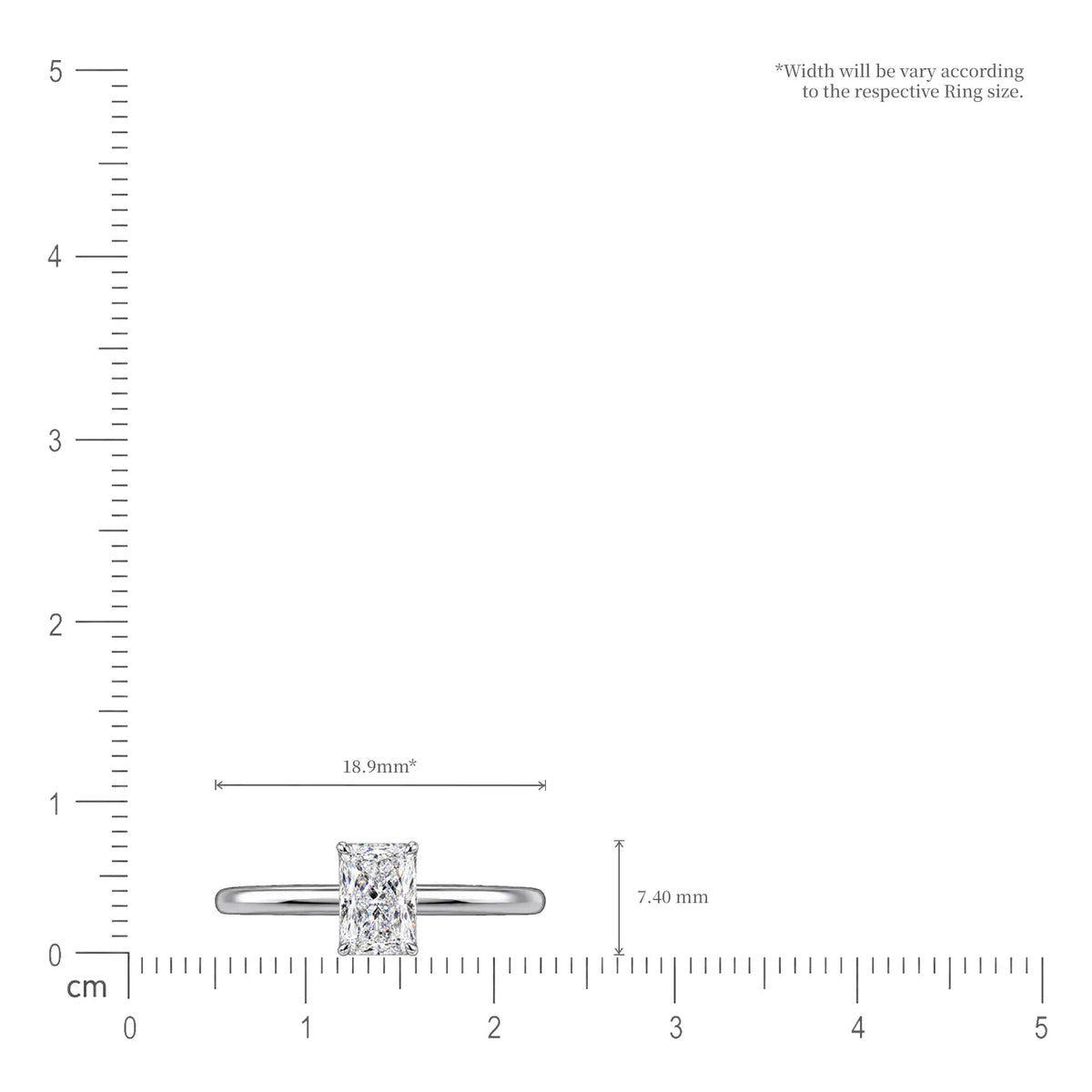 Size of 4 Ct Emerald Cut Solitaire Diamond Ring