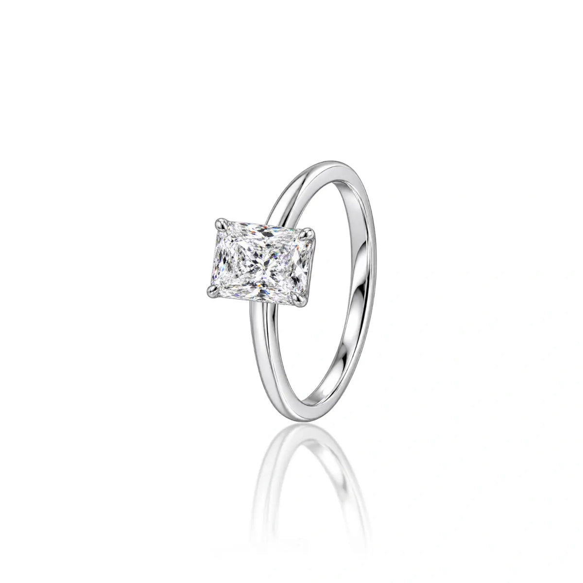 Side profile of 4 Ct Emerald Cut Solitaire Diamond Ring