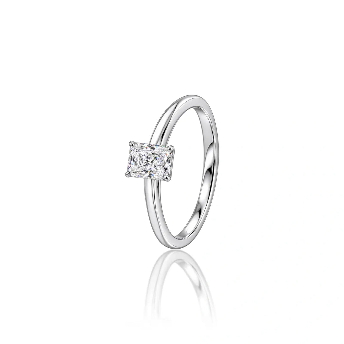 Side view of 0.75 Ct Emerald Cut Solitaire Ring