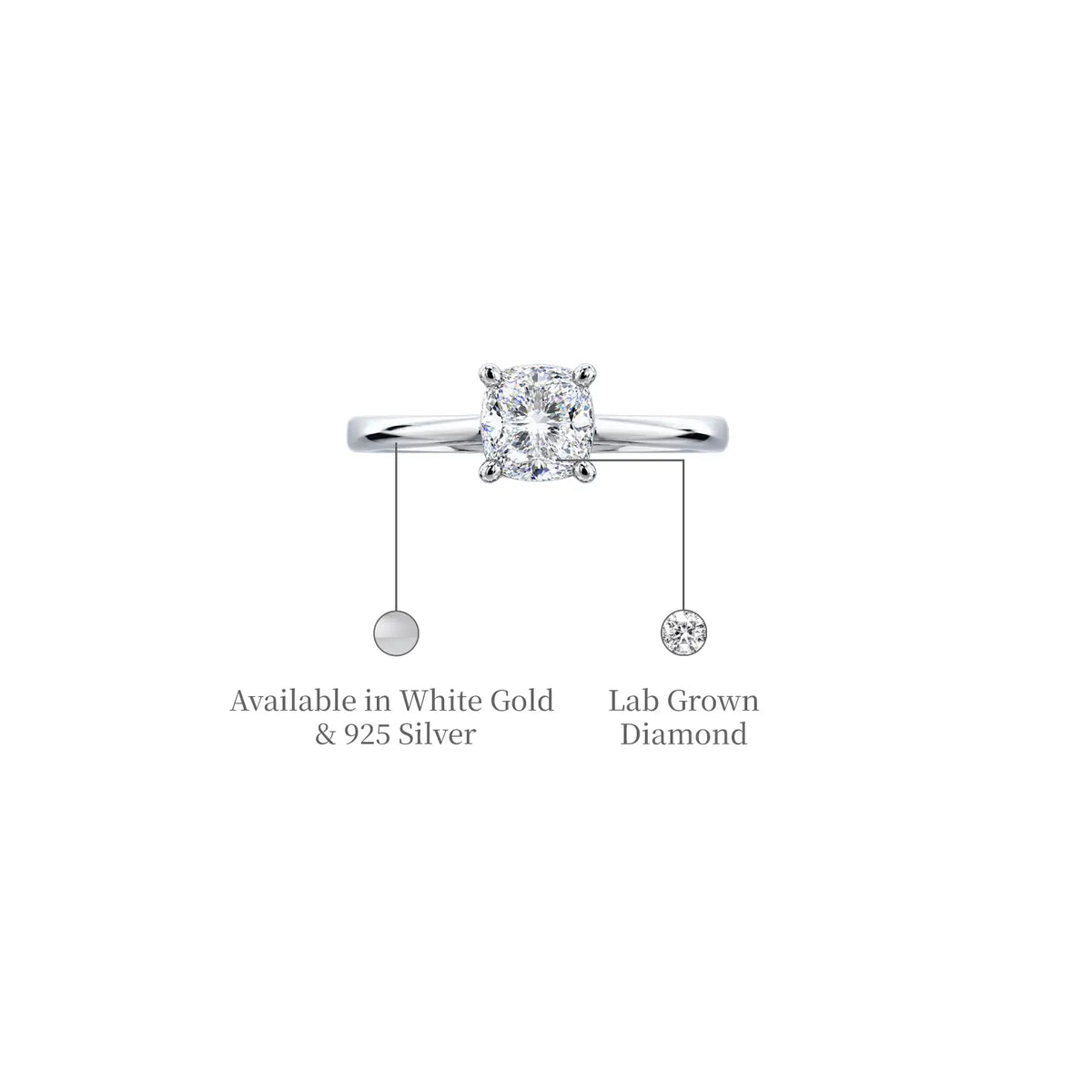 Details of 3 Ct Cushion Cut Lab Grown Diamond Solitaire Ring by Fortune Jewellery